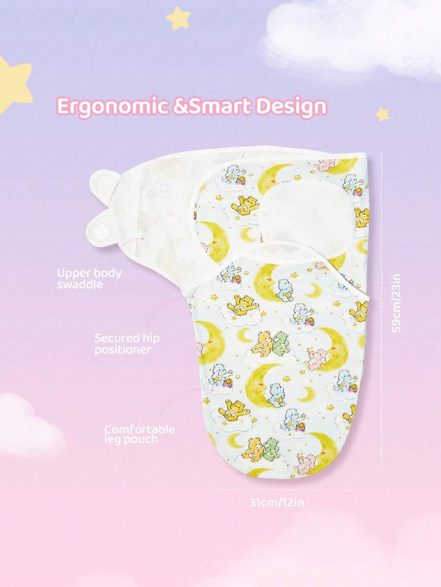 [CBUS149]Care Bears 棉質Swaddle Blanket 0-6m