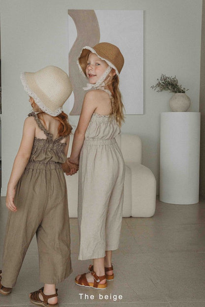 [THBE 31] Tripe frill overalls top and bottom set