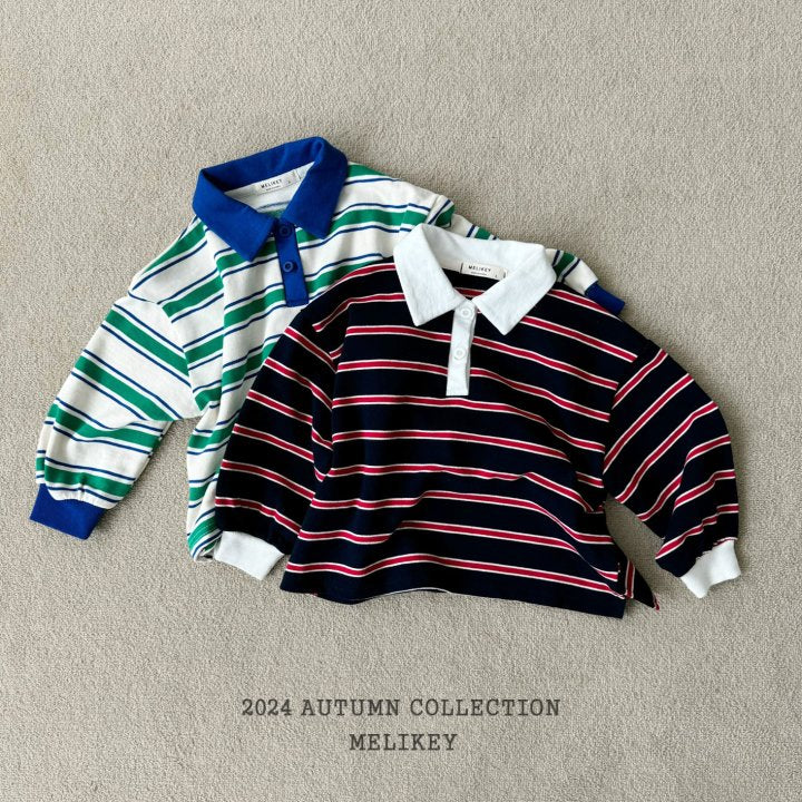 [MLK41]Color blocking collar sweatshirt