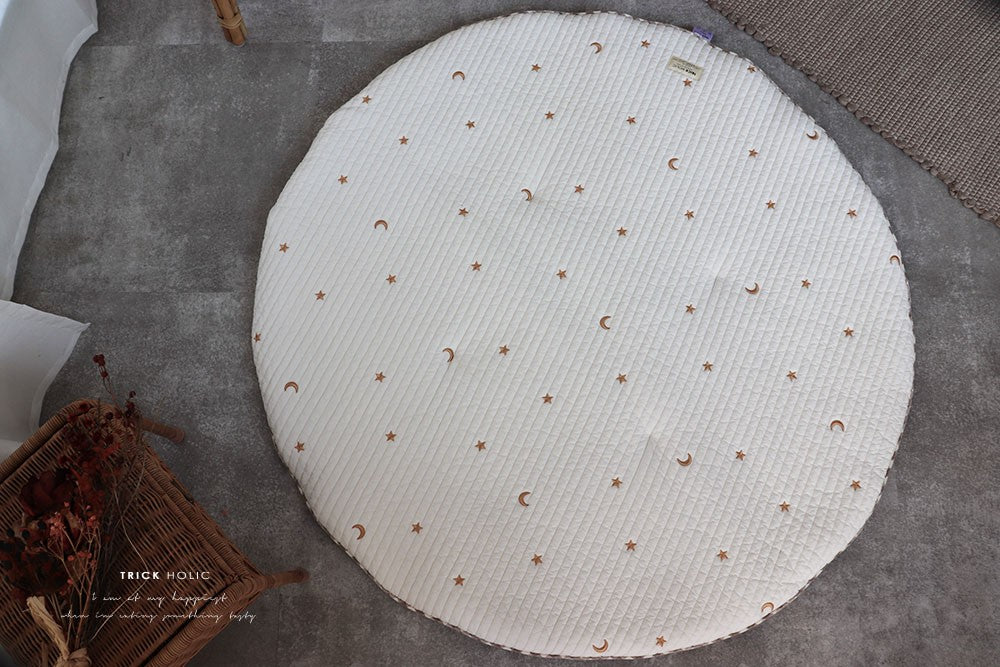 Star and Moon embroidery round play mat